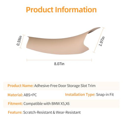 3 PCS Door Handle Covers Compatible with BMW X5 E70 2008-2013, X6 E71/E72 2008-2014 Accessories, Front Rear Left Right Side Inner Door Pull Handle Cover, Beige - color: Beige