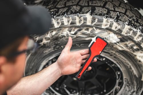 Detail Factory - ProGrip Tire Brush - Ergonomic ProGrip Handle, Stiff Synthetic Bristles, Ergonomic Design, Clean Your Tires with Ease - Octane Ectoplasm - color: Lime/Black, size: Standard