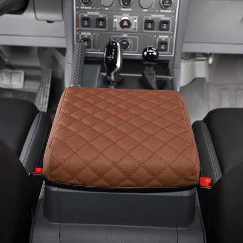 Armrest Box Cover Center Console Pad Compatible with Ineos Grenadier 2020-2024, Comfortable, Breathable, Waterproof Leather Center Console Armrest Cushion (Brown) - color: Brown