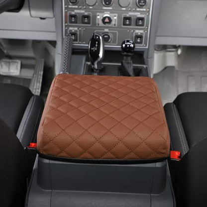 Armrest Box Cover Center Console Pad Compatible with Ineos Grenadier 2020-2024, Comfortable, Breathable, Waterproof Leather Center Console Armrest Cushion (Brown) - color: Brown