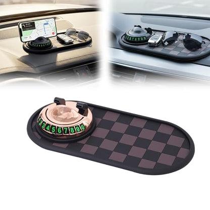 Multifunctional Car Anti-Slip Mat with 360° Rotating Phone Holder & Temporary Parking Number, Anti Slip Mat for Car Dashboard, Multi Functional Cell Phone Holder for Sunglasses Keys Small Items (#C) - color: #C