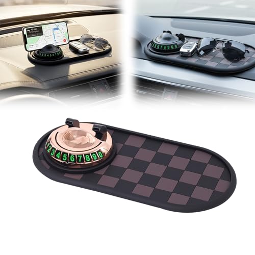 Multifunctional Car Anti-Slip Mat with 360° Rotating Phone Holder & Temporary Parking Number, Anti Slip Mat for Car Dashboard, Multi Functional Cell Phone Holder for Sunglasses Keys Small Items (#C) - color: #C