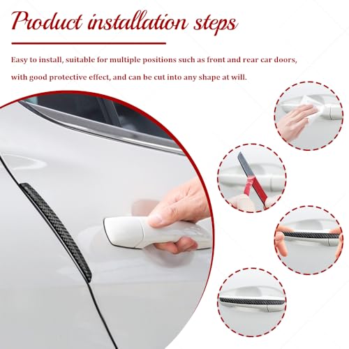 4PCS Car Door Anti-Collision Strip, Car Door Edge Guards, Anti-Scratch Auto Bumper Protector Trim, Auto Exterior Accessories Carbon Fiber Front and Rear Bumper Guard Sticker for Most Vehicles