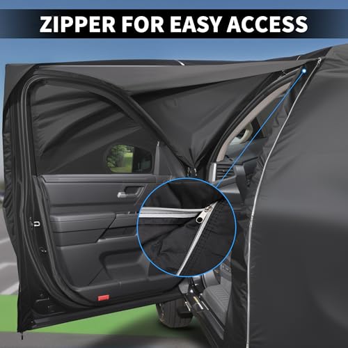 X AUTOHAUX Car Cover Outdoor Waterproof Sun Rain Snow Hail Protection with Left Side Door Zipper 210D-PU for Ford for Ranger