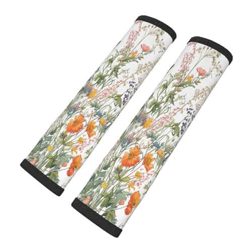 Seat Belt Cover Pad Wildflowers Flower Leaves Butterfly Soft Safety Car Automotive Seat Belt Pads Cushion Shoulder Strap Covers for Cars or Bags, 2 Pcs - color: Wildflowers Flower Leaves Butterfly