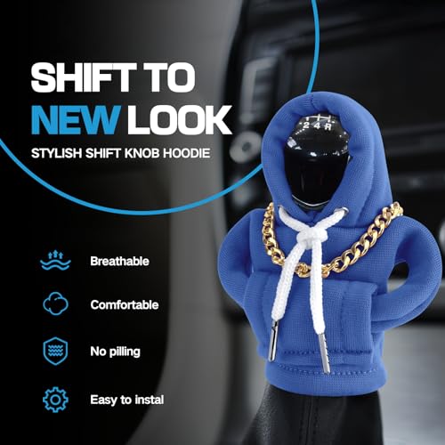 Funny Gear Shift Hoodie Cover, Car Shifter Knob Sweatshirt, Universal Stick Shift Cover for Car Gear Handle - color: Blue