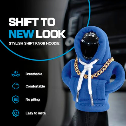 Funny Gear Shift Hoodie Cover, Car Shifter Knob Sweatshirt, Universal Stick Shift Cover for Car Gear Handle - color: Blue