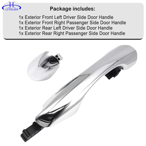 Set of 4 Chrome Exterior Door Handles w/Cover for Kia Sorento 2016-2020, Replaces 82651C5010 82651-C5010 83652-C5010 - wo/Smart Key Entry - size: 4 Pcs Front & Rear