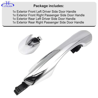 Set of 4 Chrome Exterior Door Handles w/Cover for Kia Sorento 2016-2020, Replaces 82651C5010 82651-C5010 83652-C5010 - wo/Smart Key Entry - size: 4 Pcs Front & Rear