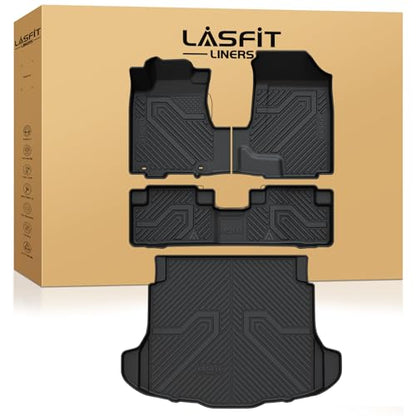 LASFIT Floor Mats & Trunk Mat for Honda CR-V 2007-2011 EX-L EX LX SE, All Weather TPE Custom Fit Floor Liner,1st & 2nd Row & Trunk Liner Full Set, Black - style: 2）For Honda CR-V | 2007-2011 | Full Set