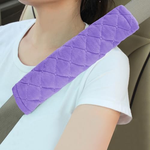 Amooca Soft Auto Seat Belt Cover Seatbelt Shoulder Pad Cushions 2 PCS Universal Fit for All Cars and Backpack for a More Comfortable Driving Violet - color: Violet