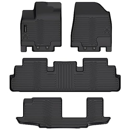 Auxko All Weather Floor Mats Fit for Nissan Pathfinder 2022-2025 2026(8 Seat) / Infiniti QX60 (7 Seat) TPE Rubber Liners Set All Season Guard Odorless Anti-Slip Floor Mats - size: 1) pathfinder 8p & qx60 7p|2022-2026|floor mats A