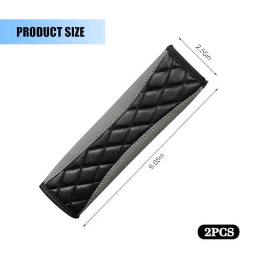 2PCS Car Seat Belt Cover, Soft Comfortable Leather Vehicle Seatbelt Shoulder Pad Cushion, Breathable Automotive Interior Seat Strap Harness Mat, Universal for RV SUV Truck (Gray) - color: Gray