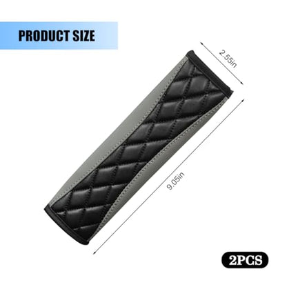 2PCS Car Seat Belt Cover, Soft Comfortable Leather Vehicle Seatbelt Shoulder Pad Cushion, Breathable Automotive Interior Seat Strap Harness Mat, Universal for RV SUV Truck (Gray) - color: Gray