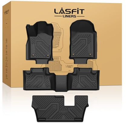 LASFIT Floor Mats for Dodge Durango 2013-2026, Fit 2nd Row Bench Seating(7seats), Not for 2nd Row Bucket Seating 6seats/5 Seats, All Weather TPE Custom Fit Car Mats Floor Liners, Black - style: 5) Durango | 2011-2026 |7 Seats Floor Mats