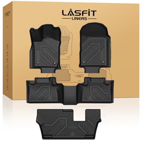 LASFIT Floor Mats for Dodge Durango 2013-2026, Fit 2nd Row Bench Seating(7seats), Not for 2nd Row Bucket Seating 6seats/5 Seats, All Weather TPE Custom Fit Car Mats Floor Liners, Black - style: 5) Durango | 2011-2026 |7 Seats Floor Mats