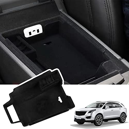 for XT5 Armrest Storage Tray Compatible with Cadillac XT5 Accessories 2019 2018 2017 2016 Flocking Interior Armrest Insert Tray xt5 Center Console Organizer - color: Armrest Storage Tray 2019-2016