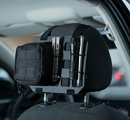 TACNEX Car Headrest Organizer MOLLE Panel for Vehicle Seat Back EDC Pouch Tool Holster Bag Gadget Holder Backpack Insert Panel Tactical Gear Rack Truck Equipment Plate Modular Storage Shelf - style: Headrest Panel