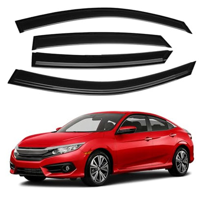 Canvcle Civic Rain Guards - Window Visors for Honda Civic Sedan 2016-2021, Outside-Mount Tape-On Side Window Wind Deflectors for Civic Accessories, Vent Visors Shades Rainproof 4PCS - size: Honda Civic 2016-2021