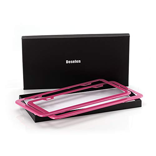 Pink License Plate Frame, Metal Thin Stainless Steel with 2 Holes Screw Cap, 2 Pack (Pink (Women's Favorite)) - color: Pink (Women's Favorite)