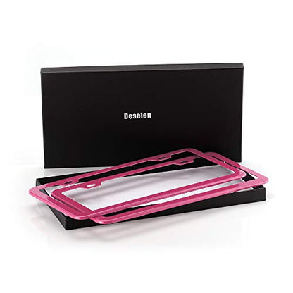 Pink License Plate Frame, Metal Thin Stainless Steel with 2 Holes Screw Cap, 2 Pack (Pink (Women's Favorite)) - color: Pink (Women's Favorite)