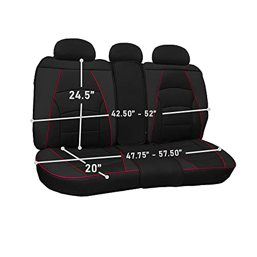 FH Group Ultra Comfort Highest Grade Faux Leather Full Set Car Seat Cushions– Universal Fit for Cars Trucks & SUVs (Black Red Trim) - color: Black Red Trim, style: Full Set