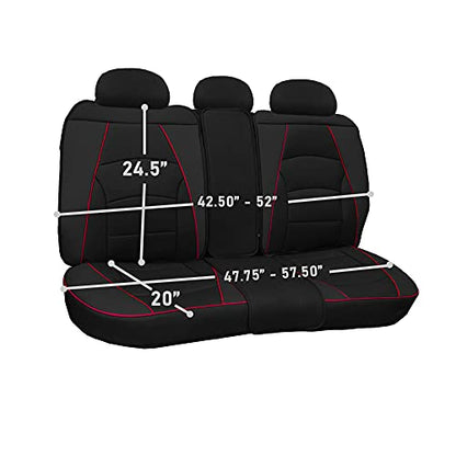 FH Group Ultra Comfort Highest Grade Faux Leather Full Set Car Seat Cushions– Universal Fit for Cars Trucks & SUVs (Black Red Trim) - color: Black Red Trim, style: Full Set