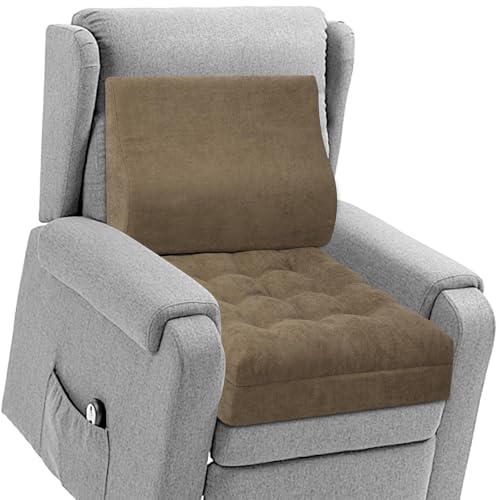 Recliner Cushion for Elderly with Lumbar Support Pillow - 20x20x5 Inch Extra Thick Recliner Seat Cushion for Seniors Relief Back Pain and Tailbone Pain from Long Sitting Non-Slip Bottom Brown - color: Brown