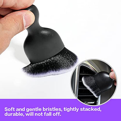 AOCISKA Car Interior Detailing Brush,Soft Bristle Cleaning Brush Car Detailing Brush Dusting Brush,Car Interior Cleaning Tool,Auto Detail Brush Car Dash Duster Brush (Black&White with Cap) - color: Black&white With Cap
