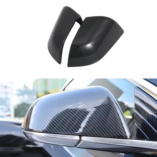 Door Rearview Mirror Cover Frame Trim for Tesla Model 3 2017-2023 Car Exterior Decoration (Pack of 2) (ABS Imitation Carbon Fiber Pattern)