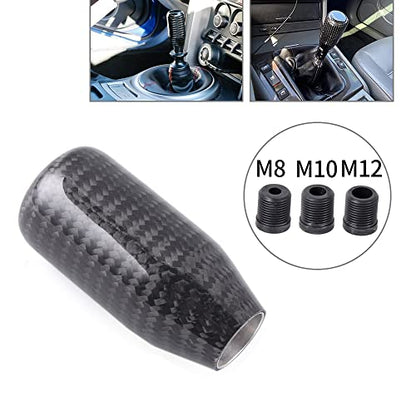 muge racing Carbon Fiber Shift Knob Long Modified Carbon Fiber Stand Head Gear Shift Knobs for Most Automobile with 3 Adapters (Carbon Fibers-Long, Black) - style: Carbon Fiber-Long