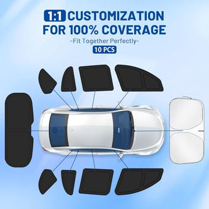 Car Window Shades for Toyota Land Cruiser Prado 250 2024-2026 Accessories - Full Set 10PCS Side Window Sunshades with Memory Frame & Blackout Fabric, Privacy UV Shield for Camping/Travel - size: Fit for Toyota Land Cruiser Prado 250 2024-2025