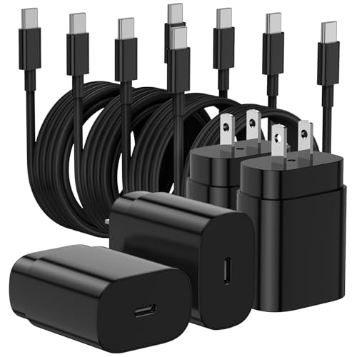 Essri Type C Charger Fast Charging for Samsung Galaxy S25 S24 S23 S22 Note 20,4Pack 25W Super USB C Fast Charger Block with (6ft+10ft) x2 Cables for iPhone 15/16 Pro Max/Plus, Android Phones - Black - color: Black, size: 4Pack 6Feet+10Feet