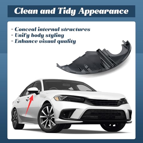 76205-T20-A01 Lower Rearview Mirror Cover Compatible with Honda Civic 11th 2022 2023 2024 2025 without Turn Signal Models Right Passenger Side Mirror Bottom Cover Cap Black Replacement Part