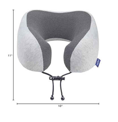 napfun Neck Pillow for Travel with Travel Pouch, Sleep Mask & Earplugs, Memory Foam Airplane Pillow for Headrest Sleep with Eyeshades, Plane Essentials with Eye Blindfold, Light Gray Kit - color: Light Gray Kit