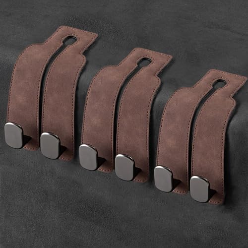 Car Seat Hooks for Headrest Purses and Bags Car Organization Accessories Double Flexible Leather Hooks Back Seat Hanger 2 in 1 Car Organizer and Storage Car Must Haves(3 Packs- Brown - color: Brown, size: 3 Packs