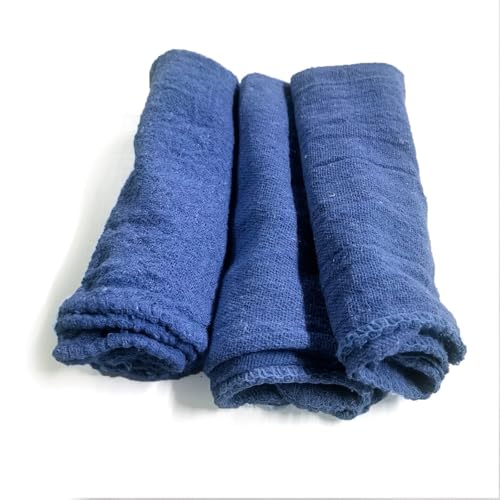 White & Red Shop Towels – Reusable Cotton Rags, Lint-Free & Heavy – Duty Cleaning Towels for Garage, Auto & Industrial Use (100, Blue) - color: Blue