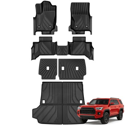 YITAMOTOR Floor Mats Set Fit for Toyota 4Runner 2025 2026 5-Seats(Fits Gas,Not Fit Hybrid) with Trunk mat &Backrest mat, All Weather TPE Custom Fit Liner for 4 Runner SR5/TRD/Limited 6th gen Car Mats - style: 2025-2026 Toyota 4runner 5 Seater Gas