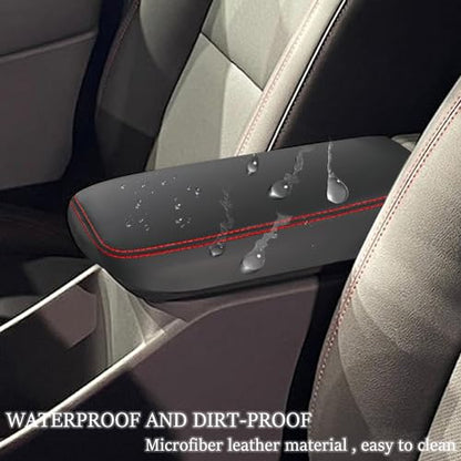 Car Armrest Cover Waterproof Center Console Pad Scratch Resistance Box Cover Anti-Scratch Leather Protector Pad for Chevy Trax 2024 2025 2026 Accessories(Black + Red Stitches) - color: Black + Red Stitches