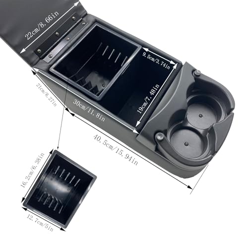 Universal Truck Bench Seat Console with Cup Holders, Grey