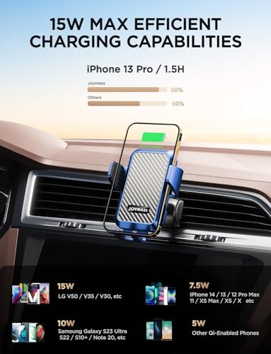 Wireless Car Charger, Phone Holders for Your Car, 15W Auto Clamping Phone Mount Car Accessories for iPhone 16 15 14 13 12 Mini Pro Max 11, Samsung Galaxy S24 Ultra S23 S22+ Note 20, etc - Blue - color: BLUE