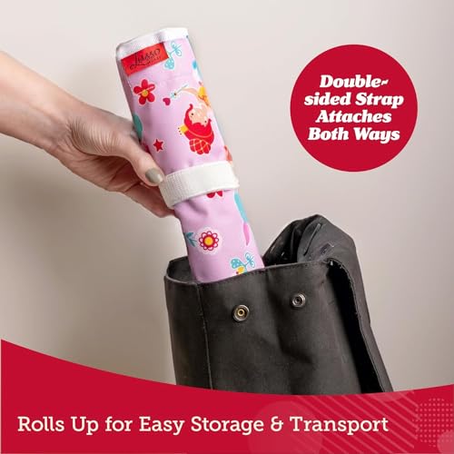 Lusso Gear Airplane Tray Table Cover - Organize Kids Travel Essentials - Pockets for Airplane Toys for Toddlers 1-3 - Foldable Tablet Stand for Travel Toddler Essentials (Mermaids) | with Pockets, on Plane or Train, Airplane Must Haves, Flying Essentials,