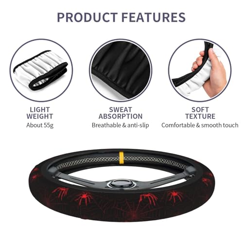 Halloween Steering Wheel Cover Elastic Non-Slip Car Steering Wheel Covers with Seat Belt Shoulder Pad for Women Men - color: Halloween