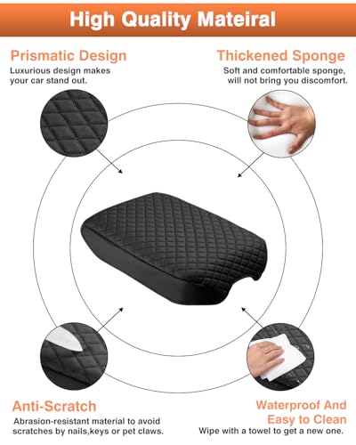 Shademax Center Console Cover for Nissan Titan 2016-2024 Accessories Armrest Cover Cushion Pad Leather Middle Console Cover Car Armrest Seat Box Console Lids Protector (Only for Bucket Seat Console) - size: Size for Nissan Titan 2016-2024