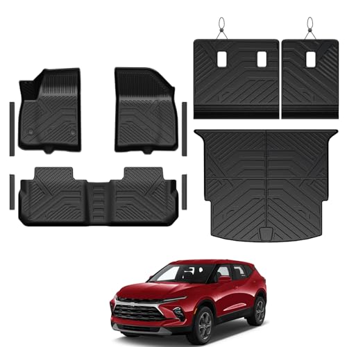 Floor Mats for Chevy Blazer Gas 2019-2026, All Weather Floor Mats Trunk Cargo Liner with Backrest Protectors and Door Sill Guards Accessories, Full Coverage Set (Not fit EV Models) - size: For Chevy Blazer Gas | 2019-2026