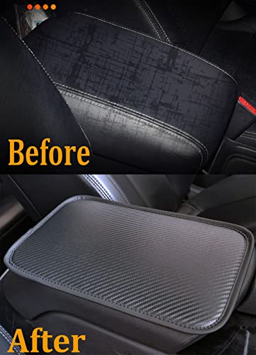 Auto Center Console Pad PU Leather Car Armrest Seat Box Cover Protector Universal Fit - color: A-Black&Carbon