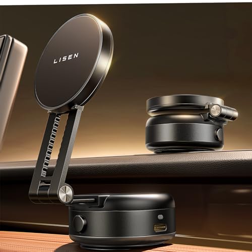 LISEN Electric Suction Cup Phone Mount, Vacuum Electric Suction Cup Phone Mount, for MagSafe Magnetic Suction Mount for iPhone 16/15/14/13/12,Black Kits - color: black
