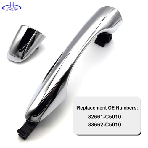 Exterior Door Handle with End Cap Cover - Rear Right Passenger Side Chrome for 2016-2020 Kia Sorento - Replaces 82661-C5010, 83662-C5010 - size: Rear Right