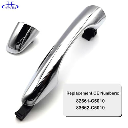 Exterior Door Handle with End Cap Cover - Rear Right Passenger Side Chrome for 2016-2020 Kia Sorento - Replaces 82661-C5010, 83662-C5010 - size: Rear Right