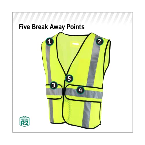 Safety Works High Visibility ANSI Class II Type R Breakaway Safety Vest